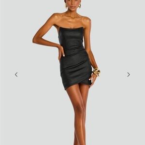 Retrofete Black Pencil Mini Dress Asymmetrical Wrap